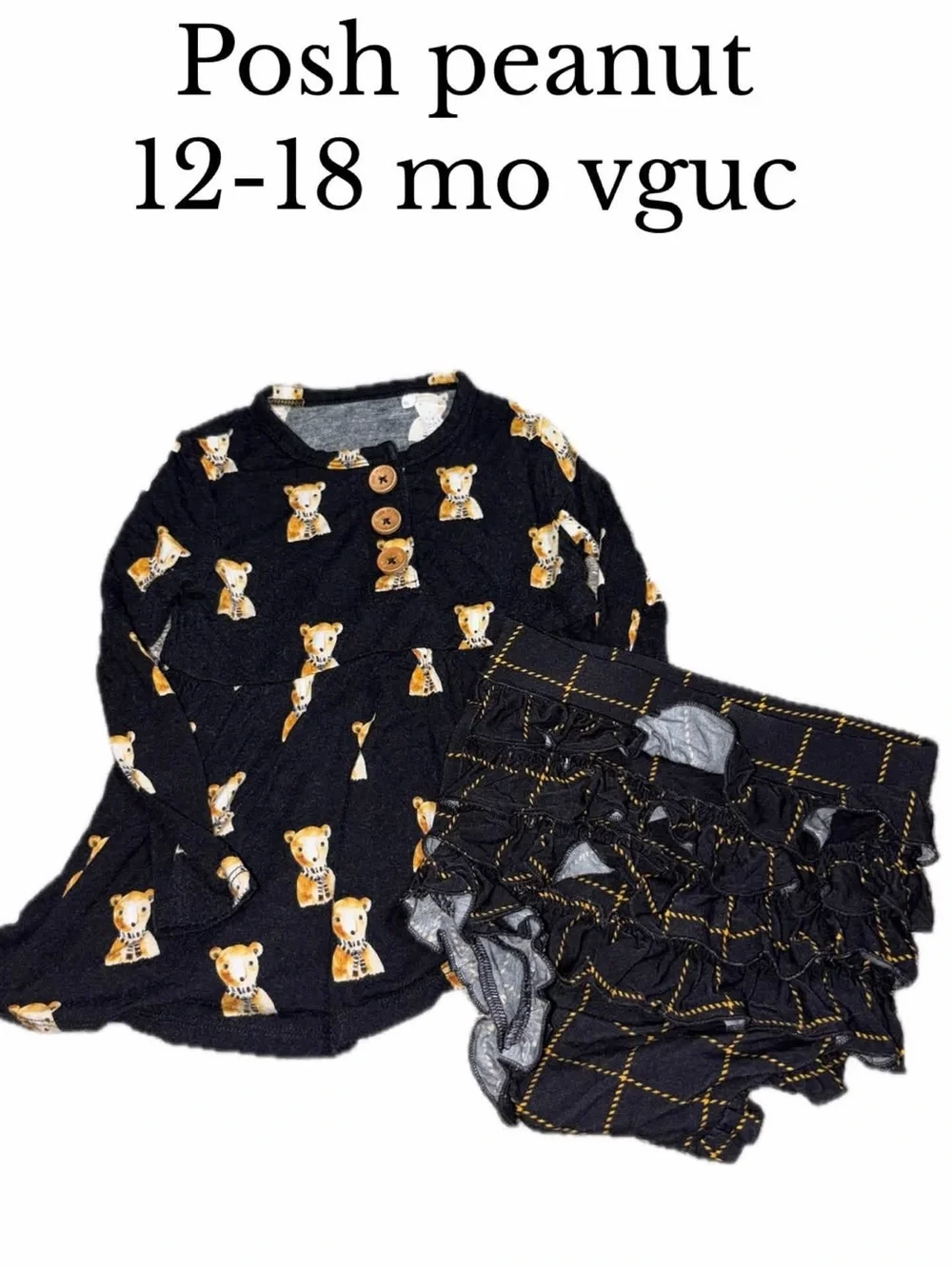Posh peanut Freddy teddy bamboo outfit bear 12-18 mo vguc